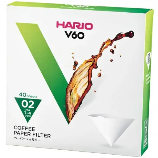 [HARIO_VCF-02-40W] HARIO - 40 filtres blanc pour dripper 1/4 tasses - JAPON